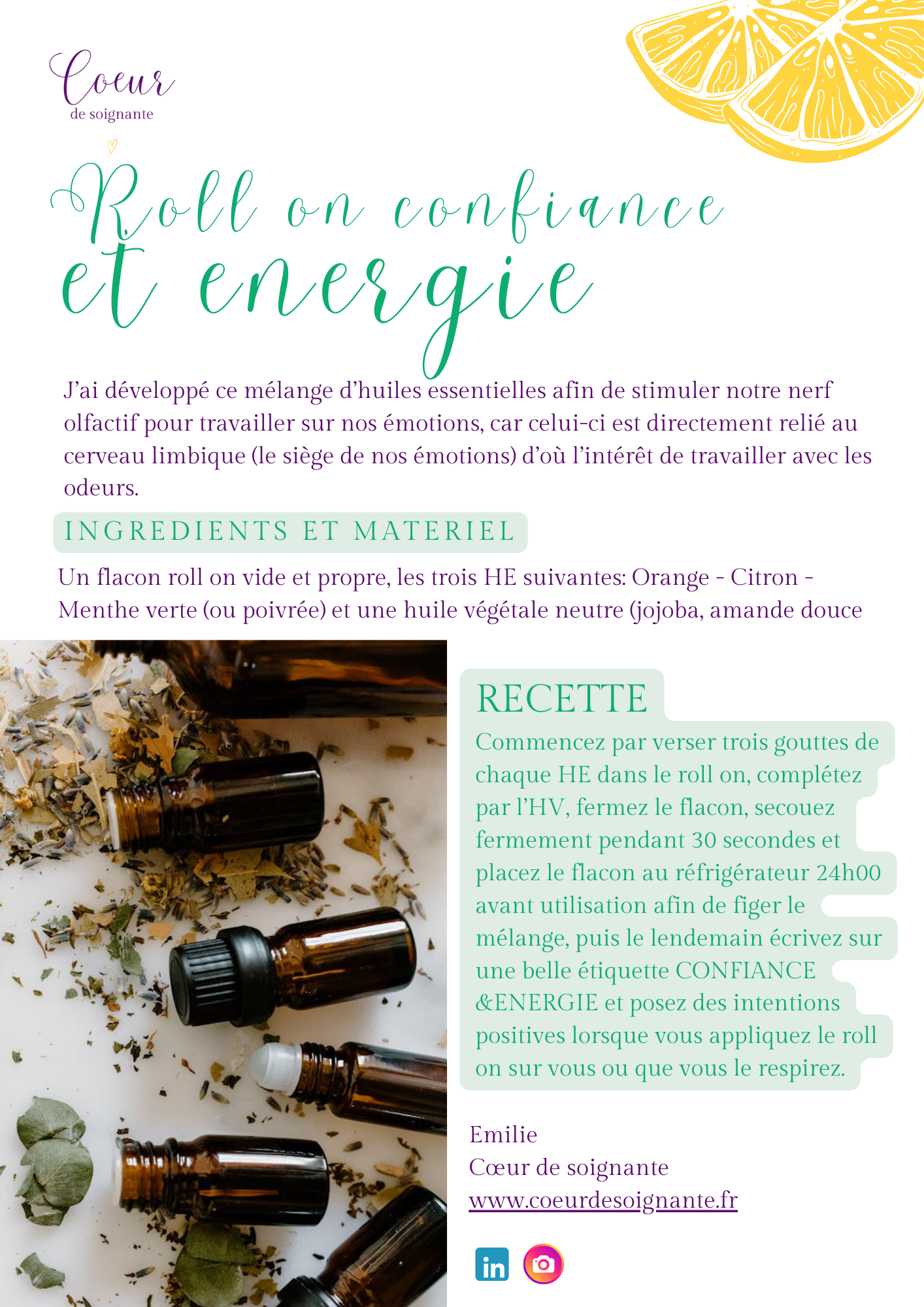 Recette roll on confiance et energie
